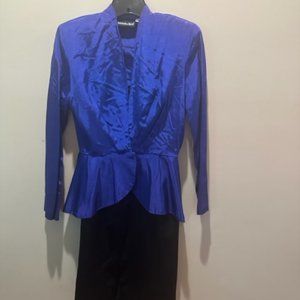 Samantha Black black cocktail dress with royal blue jacket Size small